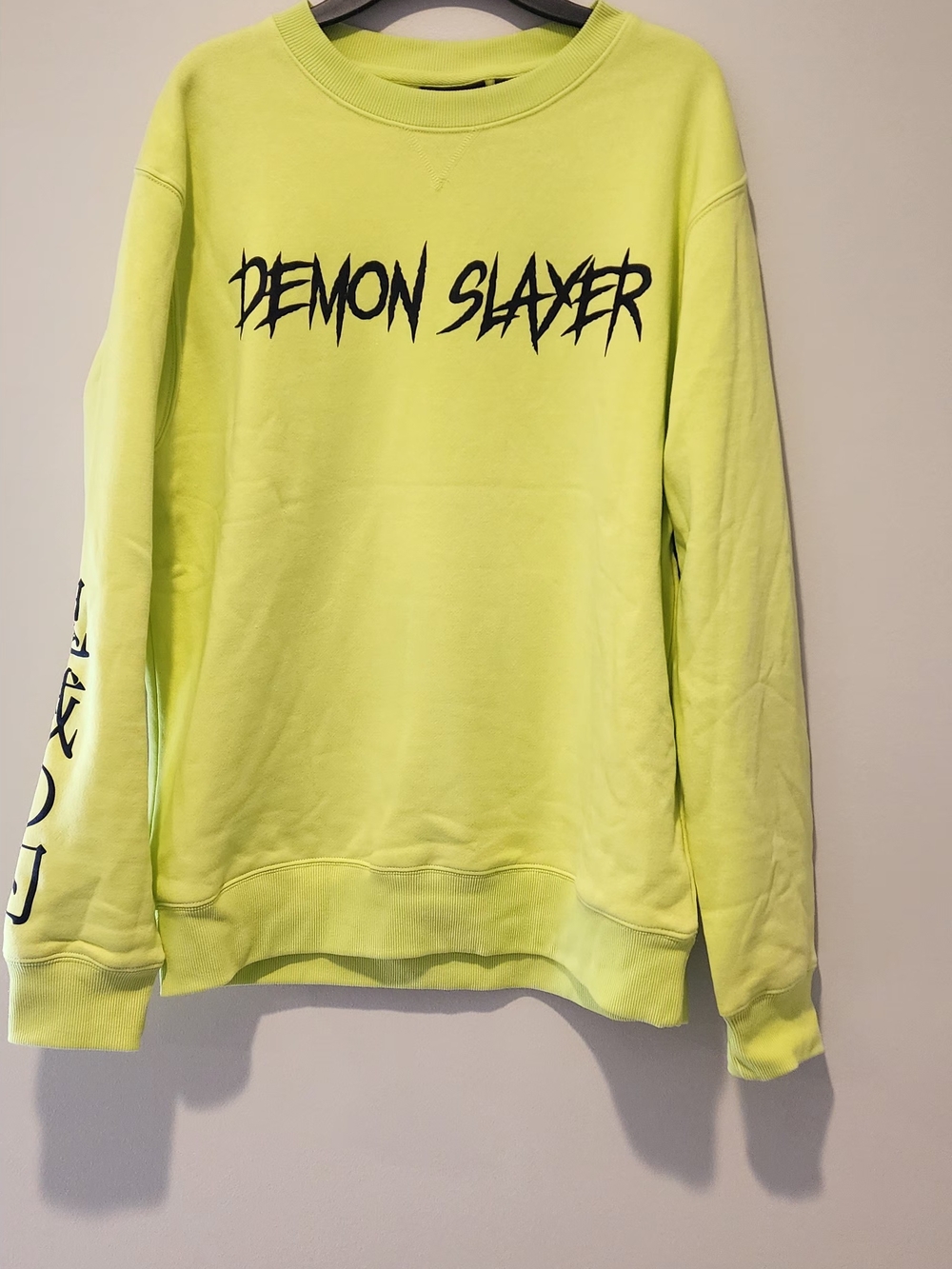 NWOT Men's Neon Yellow "Demon Slayer" Graphic Crewneck Sweatshirt